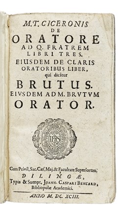  Cicero Marcus Tullius : De oratore... Letteratura classica, Letteratura  - Auction Books, Autographs and Manuscripts - Libreria Antiquaria Gonnelli - Casa d'Aste - Gonnelli Casa d'Aste