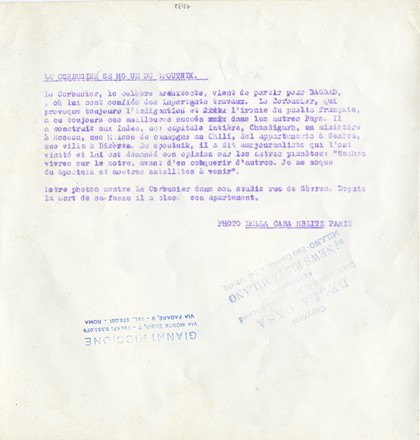  Gianni Piccione : Le Corbusier se moque du Spoutnik.  Le Corbusier [pseud. di Jeanneret-Gris Charles-Edouard]  (La Chaux-de-Fonds, 1887 - Roccabruna, 1965)  - Asta Arte Antica, Moderna e Contemporanea [parte II] - Libreria Antiquaria Gonnelli - Casa d'Aste - Gonnelli Casa d'Aste