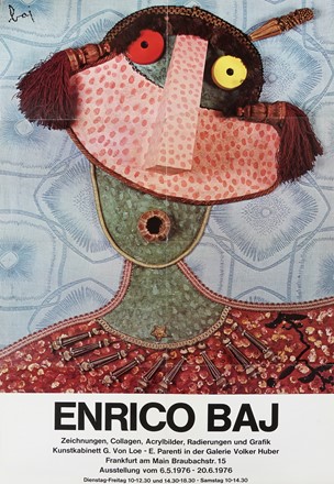  Enrico Baj  (Milano, 1924 - Vergiate, 2003) : Lotto composto di 26 tra inviti, fotografie, cartoline postali, manifesti, locandine, cataloghi illustrati e libri d'artista concernenti l'artista Enrico Baj.  Lucio Fontana  (Rosario, 1899 - Comabbio, 1968), Roberto Crippa  (Monza, 1921 - Bresso, 1972), Jorn Asger  (Vejrum (Danimarca), 1914 - Aarhus (Danimarca), 1973), Daniel Spoerri  (Galati, 1930)  - Auction Arte Antica, Moderna e Contemporanea [parte II] - Libreria Antiquaria Gonnelli - Casa d'Aste - Gonnelli Casa d'Aste