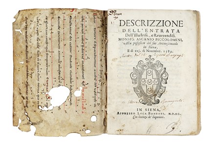 Bargagli Scipione : Descrizzione dell'entrata dell'illustriss., e reverendiss. monsig. Ascanio Piccolomini, alla possession del suo arcivescovado in Siena, il d� xxj di novembre 1589. Storia locale, Storia, Diritto e Politica  - Auction Books, Autographs and Manuscripts - Libreria Antiquaria Gonnelli - Casa d'Aste - Gonnelli Casa d'Aste