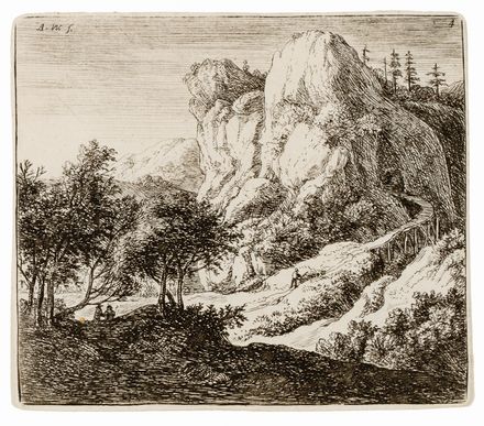 Antoni Waterloo  (Lille, 1609 - Utrecht, 1690) : Quattro paesaggi.  - Asta STAMPE E DISEGNI DAL XVI AL XX SECOLO - Libreria Antiquaria Gonnelli - Casa d'Aste - Gonnelli Casa d'Aste