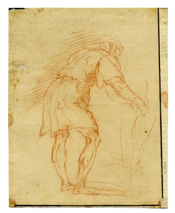  Andrea Del Sarto  (Firenze, 1486 - 1531) [da] : La parabola dei vignaioli. La chiamata. Figura di spalle con cappello e mantello sul primo piano al centro (r). Figura di spalle china sul secondo piano a destra (v).  - Auction Old Masters, Modern and Contemporary Art - Libreria Antiquaria Gonnelli - Casa d'Aste - Gonnelli Casa d'Aste