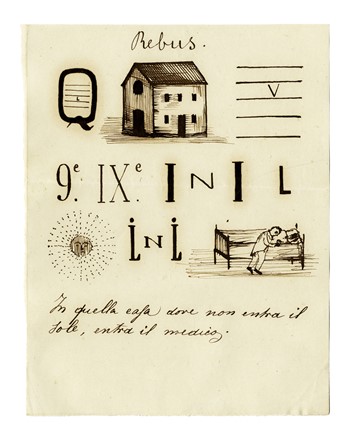 Otto invenzioni di rebus e tre fogli con logogrifi e sciarade.  - Auction Old Masters, Modern and Contemporary Art - Libreria Antiquaria Gonnelli - Casa d'Aste - Gonnelli Casa d'Aste