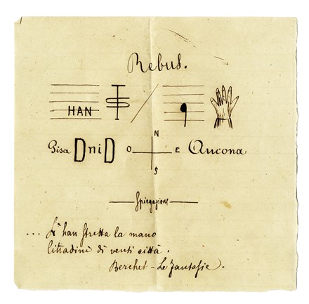 Otto invenzioni di rebus e tre fogli con logogrifi e sciarade.  - Auction Old Masters, Modern and Contemporary Art - Libreria Antiquaria Gonnelli - Casa d'Aste - Gonnelli Casa d'Aste