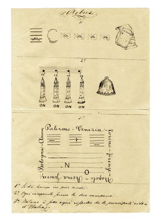 Otto invenzioni di rebus e tre fogli con logogrifi e sciarade.  - Auction Old Masters, Modern and Contemporary Art - Libreria Antiquaria Gonnelli - Casa d'Aste - Gonnelli Casa d'Aste