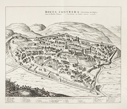  Johannes Blaeu  (Alkmaar, 1596 - Amsterdam, 1673), Pierre Mortier  (Leida,, 1661 - Amsterdam,, 1711) : Forum Sempronii vulgo Fossombrone Ville de l'Etat de l'Eglise, dans le Duch� d'Urbin / Rocca Contrada. Ville de l'Etat de l'Eglise, Dans le Marche d'Ancone.  - Auction Old Masters, Modern and Contemporary Art - Libreria Antiquaria Gonnelli - Casa d'Aste - Gonnelli Casa d'Aste