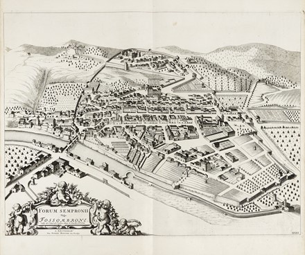  Johannes Blaeu  (Alkmaar, 1596 - Amsterdam, 1673), Pierre Mortier  (Leida,, 1661 - Amsterdam,, 1711) : Forum Sempronii vulgo Fossombrone Ville de l'Etat de l'Eglise, dans le Duch� d'Urbin / Rocca Contrada. Ville de l'Etat de l'Eglise, Dans le Marche d'Ancone.  - Auction Old Masters, Modern and Contemporary Art - Libreria Antiquaria Gonnelli - Casa d'Aste - Gonnelli Casa d'Aste