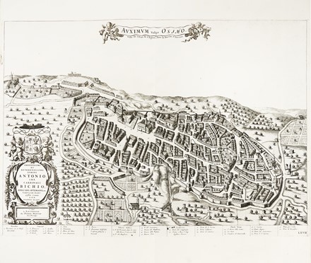  Johannes Blaeu  (Alkmaar, 1596 - Amsterdam, 1673), Pierre Mortier  (Leida,, 1661 - Amsterdam,, 1711) : Civitas-Nova, ou Citta Nova. Ville de l'Etat de l'Eglise, dans la March� d'Ancone / Auximum vulgo Osimo. Ville de l'Etat de l'Eglise, dans la March� d'Ancone.  - Auction Old Masters, Modern and Contemporary Art - Libreria Antiquaria Gonnelli - Casa d'Aste - Gonnelli Casa d'Aste