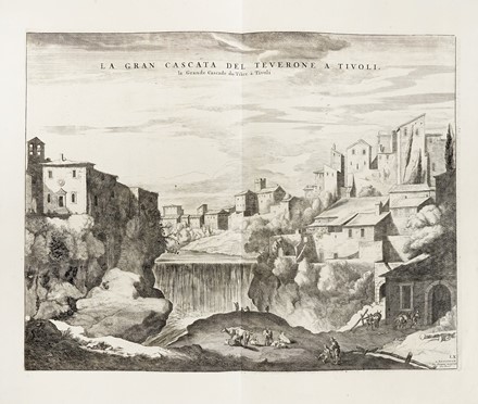  Johannes Blaeu  (Alkmaar, 1596 - Amsterdam, 1673), Pierre Mortier  (Leida,, 1661 - Amsterdam,, 1711) : Tybur vulgo Tivoli  Dans l'Etat de l'Eglise / La gran cascata del Teverone a Tivoli La Grande Cascade du Tibre � Tivoli / Cascate del Teverone a Tivoli pi� basse della grande Cascades du Tibre � Tivoli plus Basses que la Grande.  - Auction Old Masters, Modern and Contemporary Art - Libreria Antiquaria Gonnelli - Casa d'Aste - Gonnelli Casa d'Aste