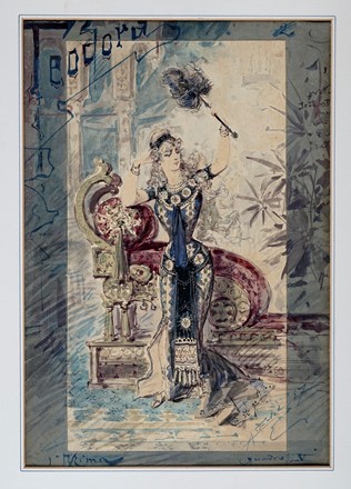  Alfredo Edel  (Colorno, 1856 - Boulogne-sur-Seine, 1912) : Lotto composto di 8 bozzetti teatrali per Simeta.  - Auction Old Masters, Modern and Contemporary Art - Libreria Antiquaria Gonnelli - Casa d'Aste - Gonnelli Casa d'Aste