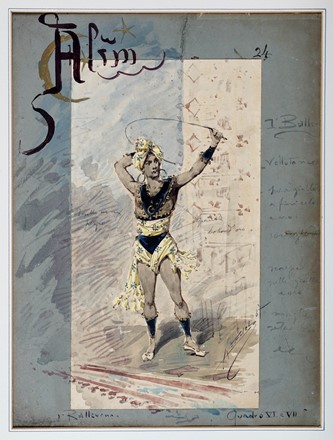  Alfredo Edel  (Colorno, 1856 - Boulogne-sur-Seine, 1912) : Lotto composto di 8 bozzetti teatrali per Simeta.  - Auction Old Masters, Modern and Contemporary Art - Libreria Antiquaria Gonnelli - Casa d'Aste - Gonnelli Casa d'Aste