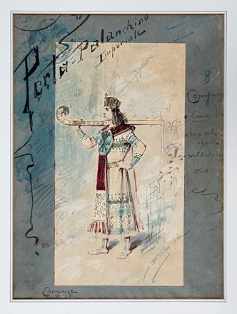 Alfredo Edel  (Colorno, 1856 - Boulogne-sur-Seine, 1912) : Lotto composto di 8 bozzetti teatrali per Simeta.  - Auction Old Masters, Modern and Contemporary Art - Libreria Antiquaria Gonnelli - Casa d'Aste - Gonnelli Casa d'Aste