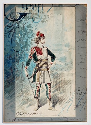  Alfredo Edel  (Colorno, 1856 - Boulogne-sur-Seine, 1912) : Lotto composto di 8 bozzetti teatrali per Simeta.  - Auction Old Masters, Modern and Contemporary Art - Libreria Antiquaria Gonnelli - Casa d'Aste - Gonnelli Casa d'Aste