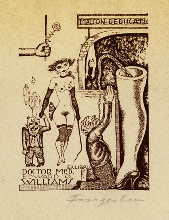  Michel Fingesten  (Buczkowitz, 1883 - Cerisano, 1943) : Lotto composto di 5 ex libris.  - Auction Old Masters, Modern and Contemporary Art - Libreria Antiquaria Gonnelli - Casa d'Aste - Gonnelli Casa d'Aste