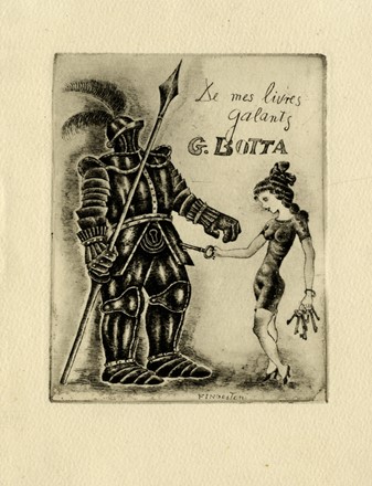  Michel Fingesten  (Buczkowitz, 1883 - Cerisano, 1943) : Lotto composto di 6 ex libris.  - Auction Old Masters, Modern and Contemporary Art - Libreria Antiquaria Gonnelli - Casa d'Aste - Gonnelli Casa d'Aste