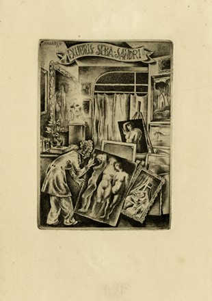  Michel Fingesten  (Buczkowitz, 1883 - Cerisano, 1943) : Lotto composto di 6 ex libris.  - Auction Old Masters, Modern and Contemporary Art - Libreria Antiquaria Gonnelli - Casa d'Aste - Gonnelli Casa d'Aste