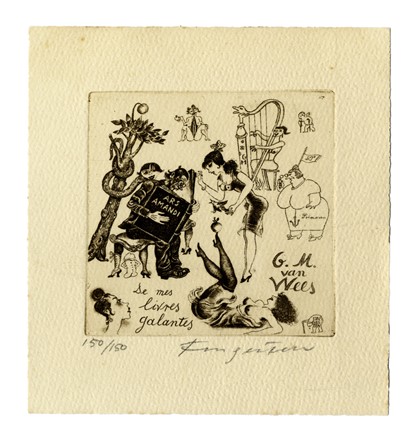  Michel Fingesten  (Buczkowitz, 1883 - Cerisano, 1943) : Lotto composto di 6 ex libris.  - Auction Old Masters, Modern and Contemporary Art - Libreria Antiquaria Gonnelli - Casa d'Aste - Gonnelli Casa d'Aste