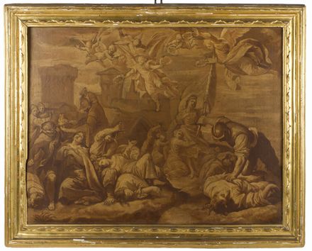  Giovanni Verini  (attivo a Roma verso il 1660, ) : Mercurio consegna Bacco infante alle ninfe.  - Auction Prints and Drawings from XVI to XX century - Libreria Antiquaria Gonnelli - Casa d'Aste - Gonnelli Casa d'Aste