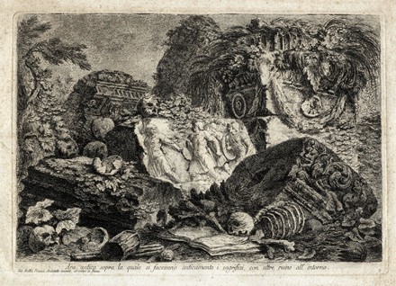  Giovanni Battista Piranesi  (Mogliano Veneto, 1720 - Roma, 1778) : Ara antica sopra la quale si facevano anticamente i sacrifizi, con altre ruine all'intorno.  - Auction Charity auction. Franco Lucini, the collection. - Libreria Antiquaria Gonnelli - Casa d'Aste - Gonnelli Casa d'Aste