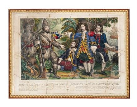  Becquet  Fr�res (Imprimeur � Paris entre les ann�es 1850 et 1880) : Robinson d�livre un capitaine de vaisseau - Robinson salva un capitan de navio / Robinson sauve Vendredi - Robinson salva Viernes.  - Asta Asta di beneficenza. Dalla collezione di Franco Lucini. - Libreria Antiquaria Gonnelli - Casa d'Aste - Gonnelli Casa d'Aste
