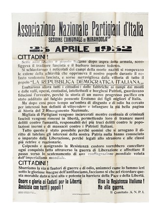 Raccolta di 85 tra notificazioni, inviti e manifesti di ambito propagandistico ed elettorale, alcuni senza autorizzazione all'affissione.  - Asta Libri, autografi e manoscritti - Libreria Antiquaria Gonnelli - Casa d'Aste - Gonnelli Casa d'Aste