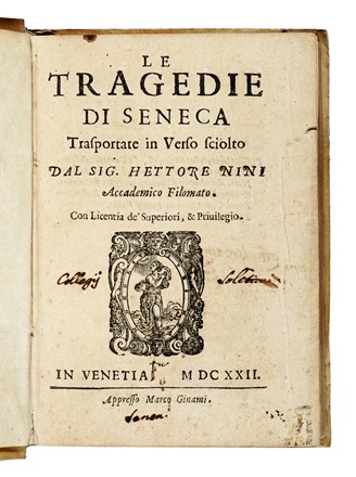  Seneca Lucius Annaeus : Le tragedie... Letteratura classica, Letteratura  - Auction Libri, Autografi e Manoscritti - Libreria Antiquaria Gonnelli - Casa d'Aste - Gonnelli Casa d'Aste