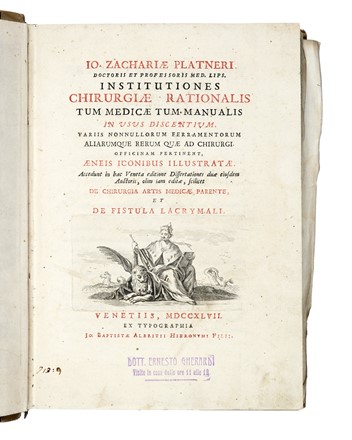  Platner Johann Zacharias : Institutiones chirurgiae... Medicina  - Auction Libri, Autografi e Manoscritti - Libreria Antiquaria Gonnelli - Casa d'Aste - Gonnelli Casa d'Aste