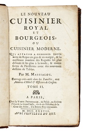  Massialot Francois : Le nouveau cuisinier [...] Tome II.  - Asta Libri, Autografi e Manoscritti - Libreria Antiquaria Gonnelli - Casa d'Aste - Gonnelli Casa d'Aste