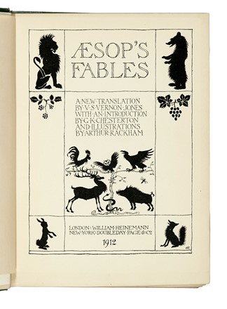  Aesopus : Aesop?s Fables. [...] With an introduction By G.K. Chesterton and Illustrations by Arthur Rackham.  Arthur Rackham  - Auction Libri, Autografi e Manoscritti - Libreria Antiquaria Gonnelli - Casa d'Aste - Gonnelli Casa d'Aste