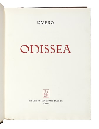  Homerus : Odissea [episodi scelti e tradotti da Salvatore Quasimodo illustrati con 20 tavole da Giacomo Manz�].  Salvatore Quasimodo  (1901 - 1968), Giacomo [pseud. di Manzoni Giacomo] Manz�  (Bergamo, 1908 - Roma, 1991)  - Asta Libri, Autografi e Manoscritti - Libreria Antiquaria Gonnelli - Casa d'Aste - Gonnelli Casa d'Aste