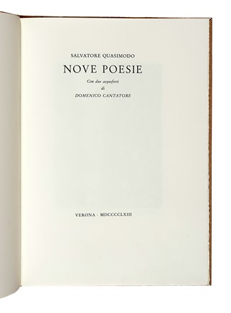 Lotto di 3 libri d'Artista, con le acqueforti originali di Domenico Cantatore e Valeriano Trubbiani. Libro d'Artista, Poesia, Collezionismo e Bibliografia, Letteratura  Salvatore Quasimodo  (1901 - 1968), Domenico Cantatore  (Ruvo di Puglia,  - Parigi, 1998), Niccol� Machiavelli, Valeriano Trubbiani  (Macerata, 1937), Roberto Sanesi  - Auction Libri, Autografi e Manoscritti - Libreria Antiquaria Gonnelli - Casa d'Aste - Gonnelli Casa d'Aste