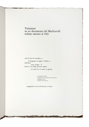 Lotto di 3 libri d'Artista, con le acqueforti originali di Domenico Cantatore e Valeriano Trubbiani. Libro d'Artista, Poesia, Collezionismo e Bibliografia, Letteratura  Salvatore Quasimodo  (1901 - 1968), Domenico Cantatore  (Ruvo di Puglia,  - Parigi, 1998), Niccol� Machiavelli, Valeriano Trubbiani  (Macerata, 1937), Roberto Sanesi  - Auction Libri, Autografi e Manoscritti - Libreria Antiquaria Gonnelli - Casa d'Aste - Gonnelli Casa d'Aste