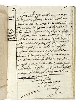 Raccolta di documenti a stampa e manoscritti (in copia dell'epoca) relativi al Collegio di Balia di Siena. Storia locale, Storia, Diritto e Politica  - Auction Books, Autographs and Manuscripts - Libreria Antiquaria Gonnelli - Casa d'Aste - Gonnelli Casa d'Aste