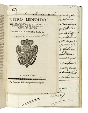 Raccolta di documenti a stampa e manoscritti (in copia dell'epoca) relativi al Collegio di Balia di Siena. Storia locale, Storia, Diritto e Politica  - Auction Books, Autographs and Manuscripts - Libreria Antiquaria Gonnelli - Casa d'Aste - Gonnelli Casa d'Aste