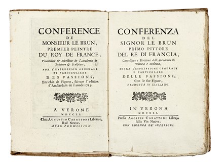  Le Brun Charles : Conferenza del signor Le Brun [...] sopra l'espressione generale e particolare delle passioni...  - Auction Libri, Autografi e Manoscritti - Libreria Antiquaria Gonnelli - Casa d'Aste - Gonnelli Casa d'Aste