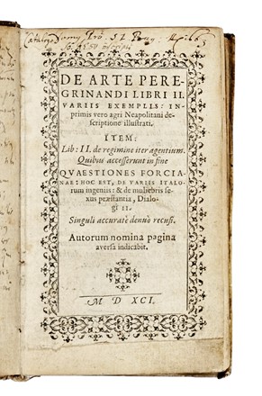  Grataroli Guglielmo : De arte peregrinandi libri II. Variis exemplis. In primis vero agri Neapolitani descriptione illustrati...  - Asta Libri, Autografi e Manoscritti - Libreria Antiquaria Gonnelli - Casa d'Aste - Gonnelli Casa d'Aste