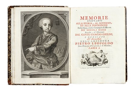  Giulini Giorgio : Memorie spettanti alla storia [...] di Milano... Parte I (-IX) - Continuazione delle memorie [...] di Milano... Parte I (-III).  - Asta Libri, autografi e manoscritti - Libreria Antiquaria Gonnelli - Casa d'Aste - Gonnelli Casa d'Aste