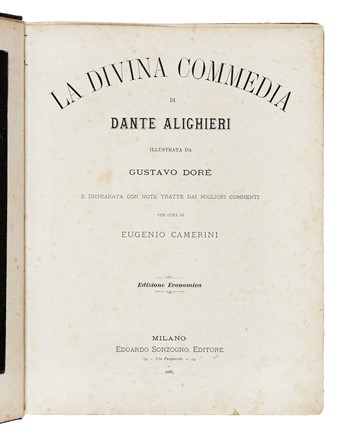  Alighieri Dante : La Divina Commedia [...] con note tratte dai migliori commenti per cura di Eugenio Camerini.  Eugenio Camerini  - Asta Libri, Autografi e Manoscritti - Libreria Antiquaria Gonnelli - Casa d'Aste - Gonnelli Casa d'Aste