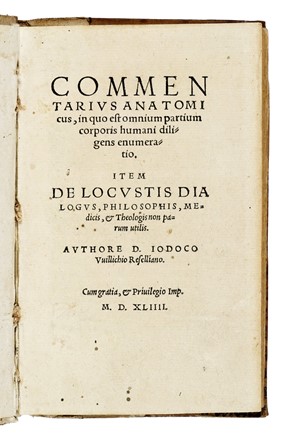  Willich Josse : Commentarius anatomicus... Medicina  - Auction Libri, Autografi e Manoscritti - Libreria Antiquaria Gonnelli - Casa d'Aste - Gonnelli Casa d'Aste