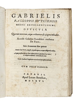  Vesalius Andreas : Anatomicarum Gabrielis Falloppii observationum examen. Anatomia, Medicina, Medicina  Gabriele Falloppio  - Auction Books, Autographs and Manuscripts - Libreria Antiquaria Gonnelli - Casa d'Aste - Gonnelli Casa d'Aste