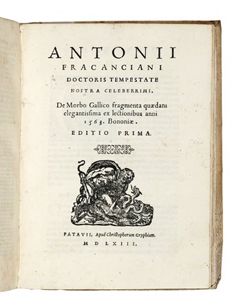  Vesalius Andreas : Anatomicarum Gabrielis Falloppii observationum examen. Anatomia, Medicina, Medicina  Gabriele Falloppio  - Auction Books, Autographs and Manuscripts - Libreria Antiquaria Gonnelli - Casa d'Aste - Gonnelli Casa d'Aste