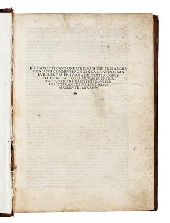  Petrarca Francesco : Li sonetti canzone triumphi [...] con li soi commenti... Letteratura italiana, Figurato  - Auction Books, Autographs and Manuscripts - Libreria Antiquaria Gonnelli - Casa d'Aste - Gonnelli Casa d'Aste