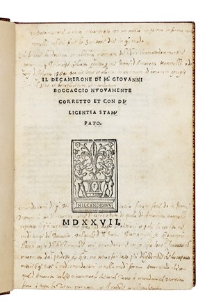  Boccaccio Giovanni : Il Decamerone [...] nuovamente corretto et con diligentia stampato. Letteratura italiana, Letteratura  - Auction Books, Autographs and Manuscripts - Libreria Antiquaria Gonnelli - Casa d'Aste - Gonnelli Casa d'Aste