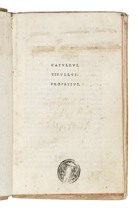  Catullus Gaius Valerius : Catullus. Tibullus. Propetius [sic]. Aldina, Classici, Collezionismo e Bibliografia, Letteratura  Albius Tibullus  - Auction Books, Autographs and Manuscripts - Libreria Antiquaria Gonnelli - Casa d'Aste - Gonnelli Casa d'Aste