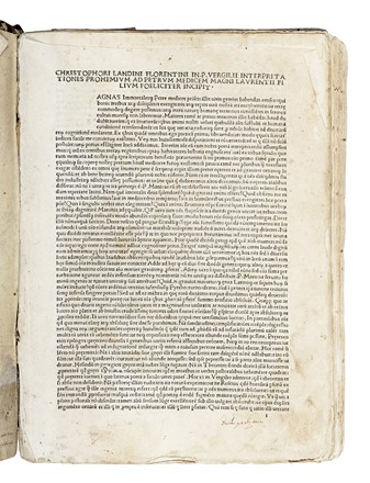  Vergilius Maro Publius : Opera. Con i commenti di Servio, Donato e Landino. Incunabolo, Classici, Collezionismo e Bibliografia, Letteratura  Cristoforo Landino, Maurus Honoratus Servius, Aelius Donatus  - Auction Books, Autographs and Manuscripts - Libreria Antiquaria Gonnelli - Casa d'Aste - Gonnelli Casa d'Aste