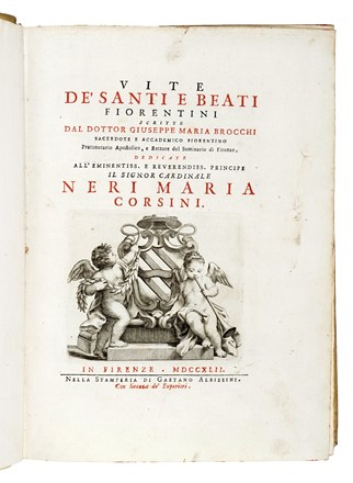  Brocchi Giuseppe Maria : Vite de' santi e beati fiorentini scritte dal dottor Giuseppe Maria Brocchi [...] [Volume primo-terzo]. Agiografia  - Auction Libri, Autografi e Manoscritti - Libreria Antiquaria Gonnelli - Casa d'Aste - Gonnelli Casa d'Aste