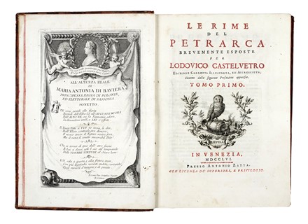  Petrarca Francesco : Le rime del Petrarca brevemente esposte per Lodovico Castelvetro Tomo primo [-secondo]. Letteratura classica, Letteratura  - Auction Libri, Autografi e Manoscritti - Libreria Antiquaria Gonnelli - Casa d'Aste - Gonnelli Casa d'Aste