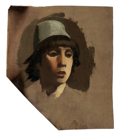  Vito (d') Ancona  (Pesaro, 1824 - Firenze, 1884) [attribuito a] : Studio per volto di giovane in costume/schizzi di studio.  - Asta Arte Antica, Moderna e Contemporanea - Libreria Antiquaria Gonnelli - Casa d'Aste - Gonnelli Casa d'Aste