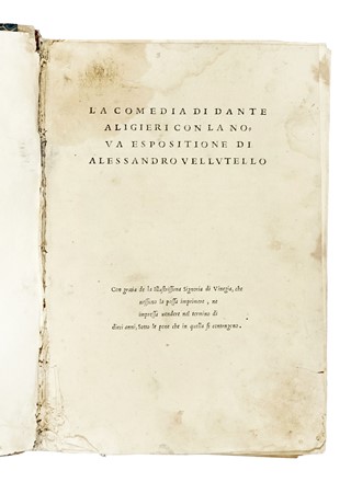  Alighieri Dante : La Comedia [...] con la nova esposizione di Alessandro Vellutello. Dantesca, Classici, Figurato  Alessandro Vellutello  - Auction Books, Autographs and Manuscripts - Libreria Antiquaria Gonnelli - Casa d'Aste - Gonnelli Casa d'Aste