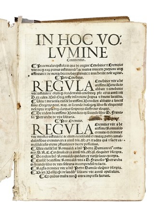  Benedictus (santo) : Proemialis epistola in qua de origine cenobitice & eremitice vite... Regula cenobitice vite... Regula eremitice vite... Agiografia, Storia, Religione, Religione, Storia, Diritto e Politica  - Auction Books, Autographs and Manuscripts - Libreria Antiquaria Gonnelli - Casa d'Aste - Gonnelli Casa d'Aste